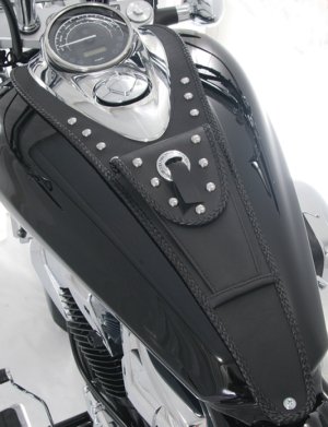 Honda VT1300C Tank Bib - Mustang Motorcycle - Studs - Black - `10-`14 Honda VT1300C Tank Bib - Mustang Motorcycle - Studs - Black - `10-`14